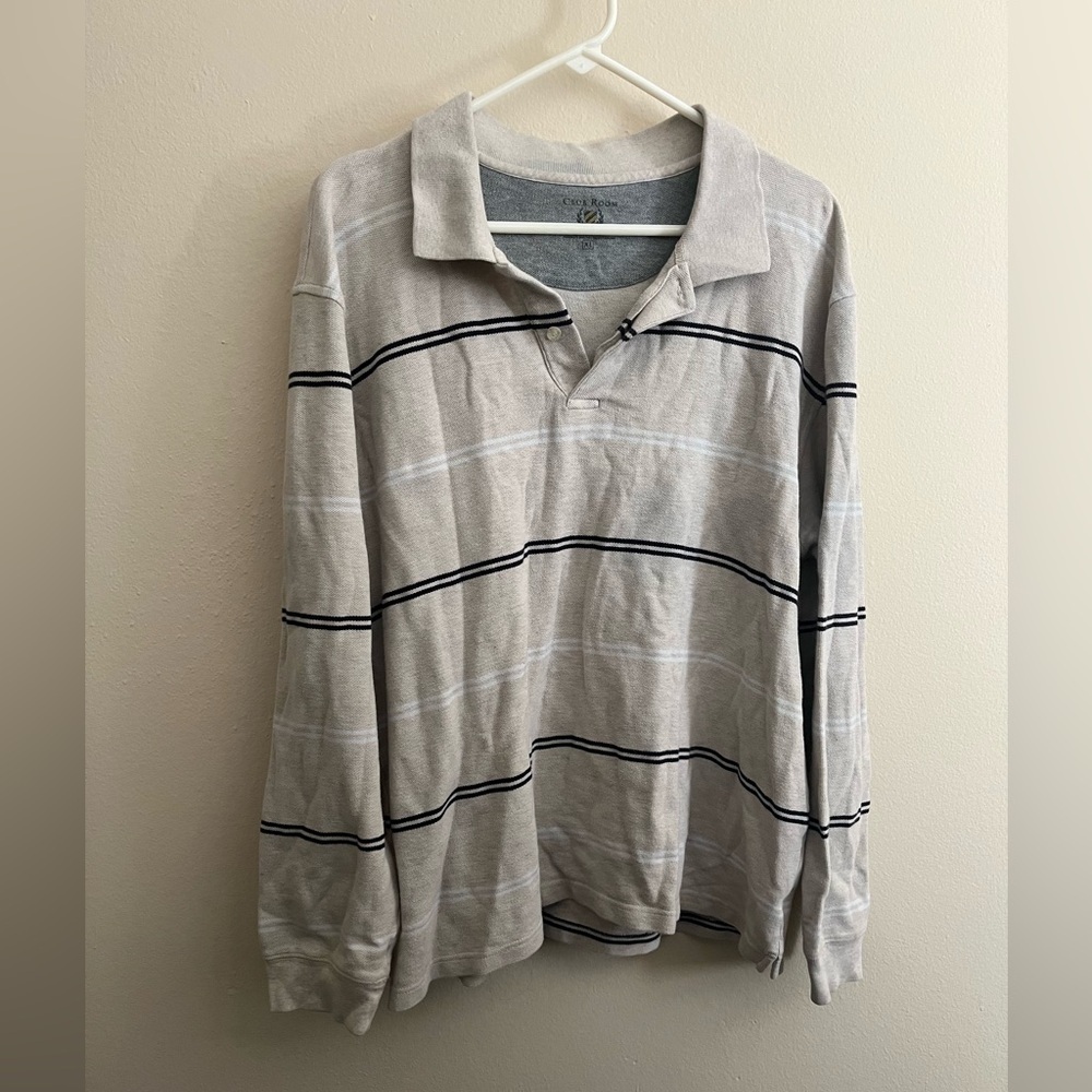 Club Room Long Sleeve Striped Polo